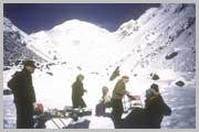 Trekkers at Chomolhari Base Camp